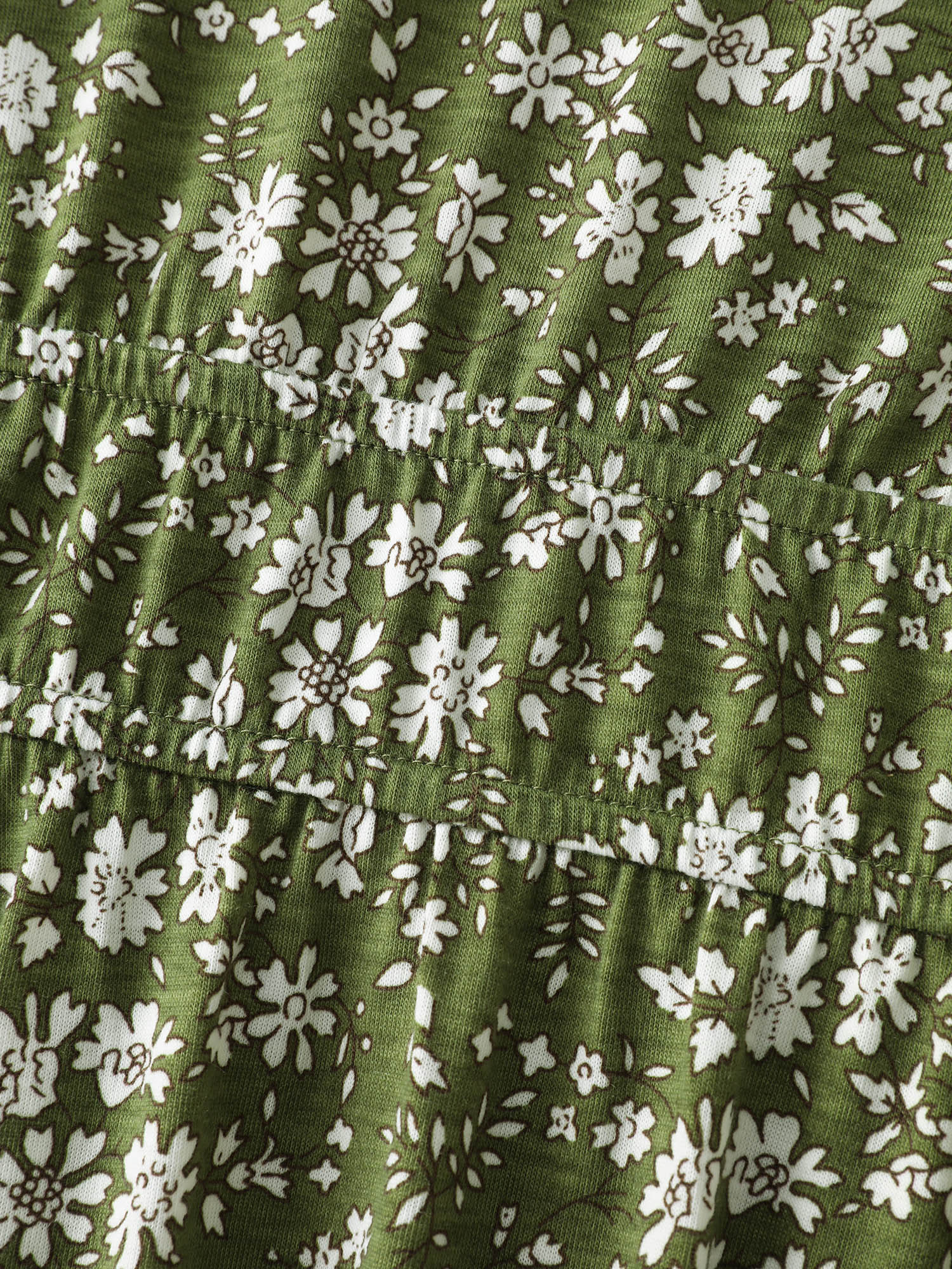 Dense Floral Print Cinched-Waist Midi Dress