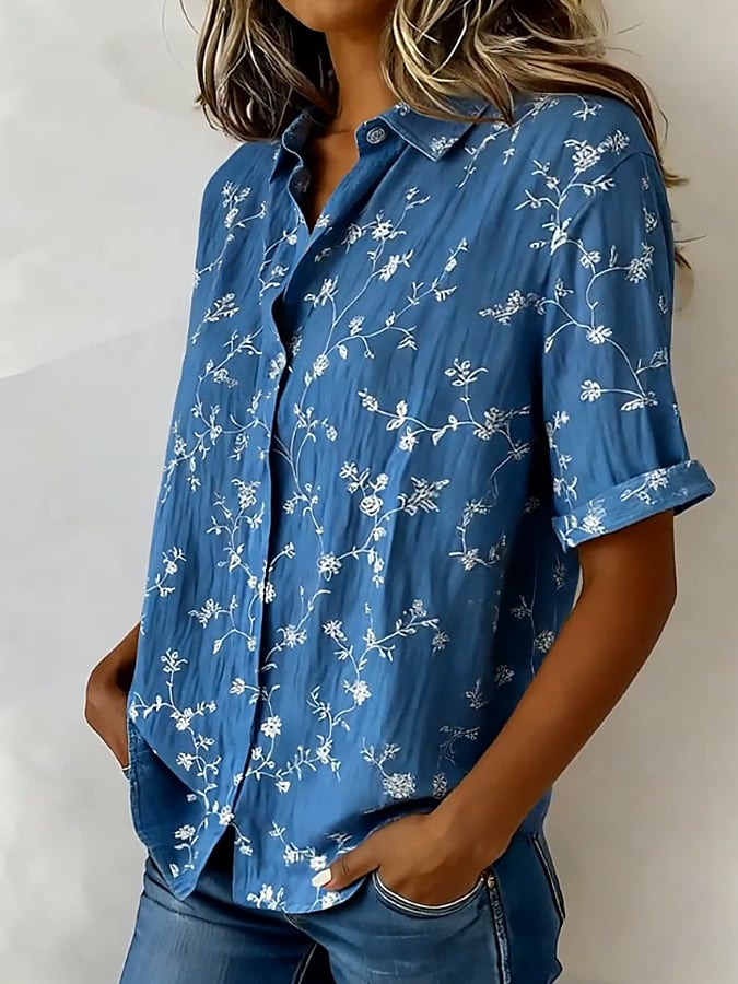 Women'S Casual Color-Blocked Print Top