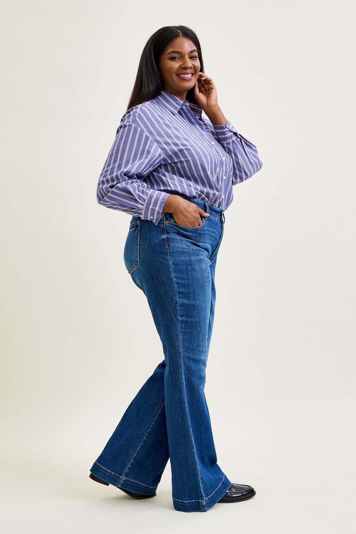 Penny Wide Hem Flare Jeans - PLUS