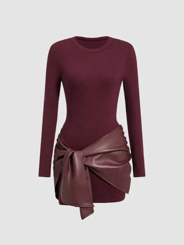 Women's Patchwork Knot Side Dress