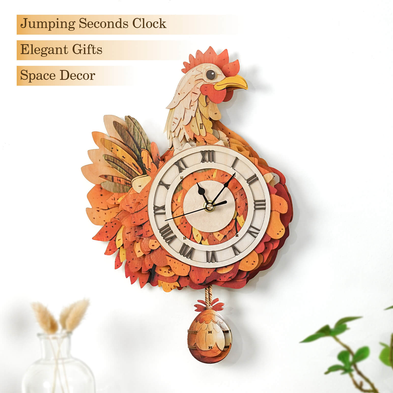 Cluck & Tick Hen Egg  – DIY Wooden Clock, 3D Puzzle Craft Kit