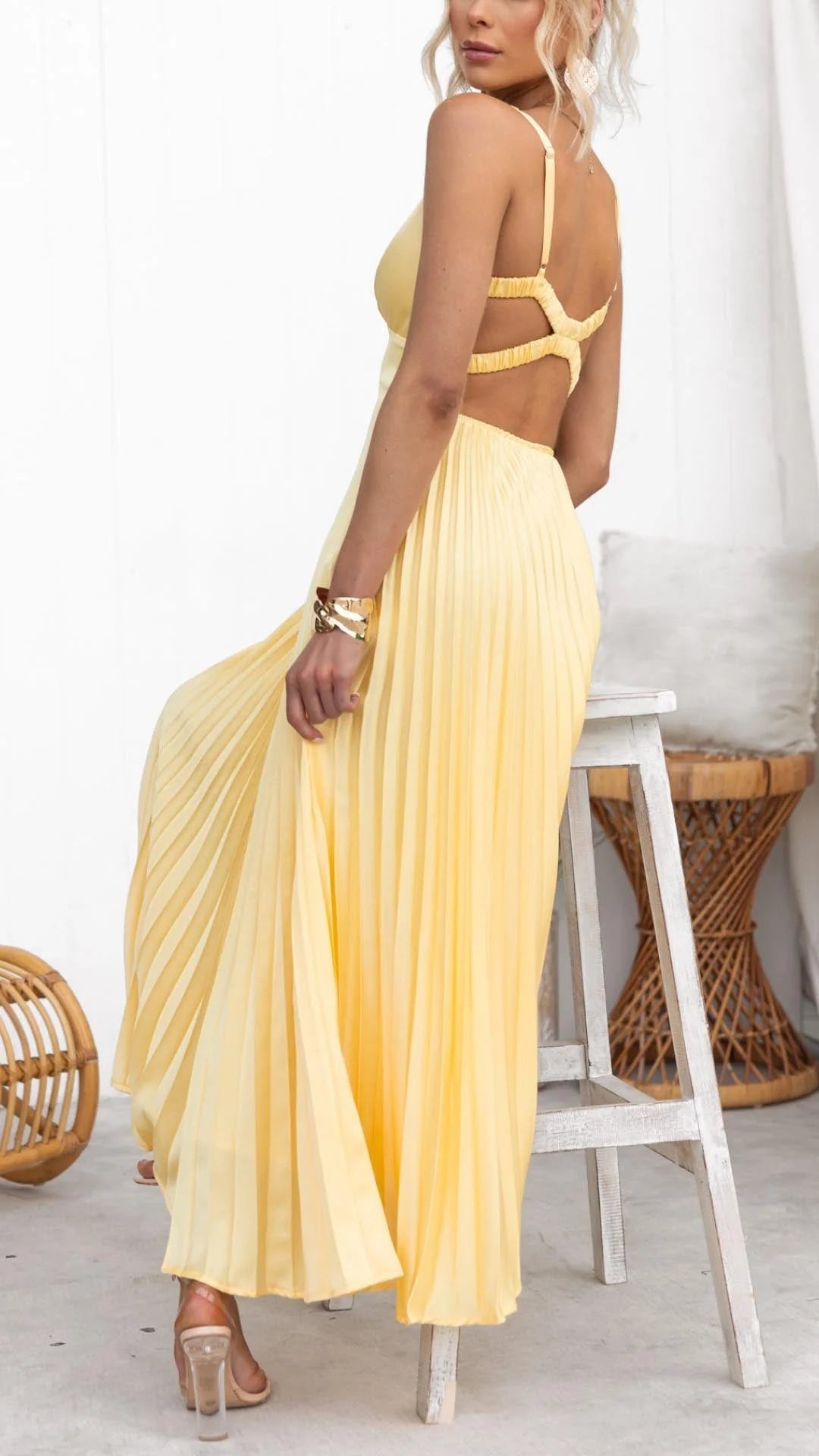 LyraKarstar Sunlit Pleated Maxi Dress