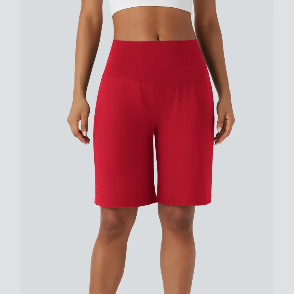 Airy High Waisted Pockets Cool Touch Yoga Bermuda Shorts