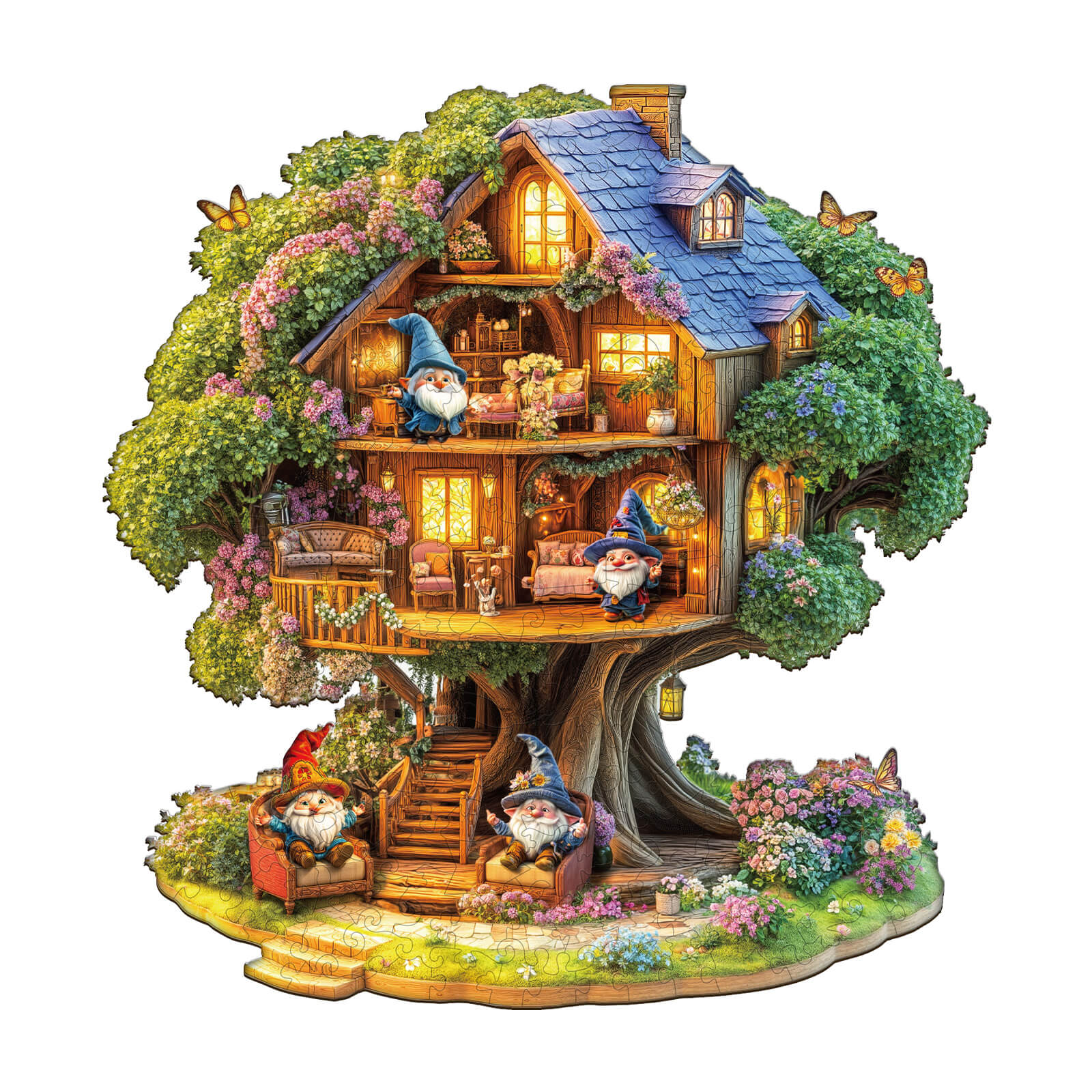 Elf Tree House Wooden Jigsaw Puzzle