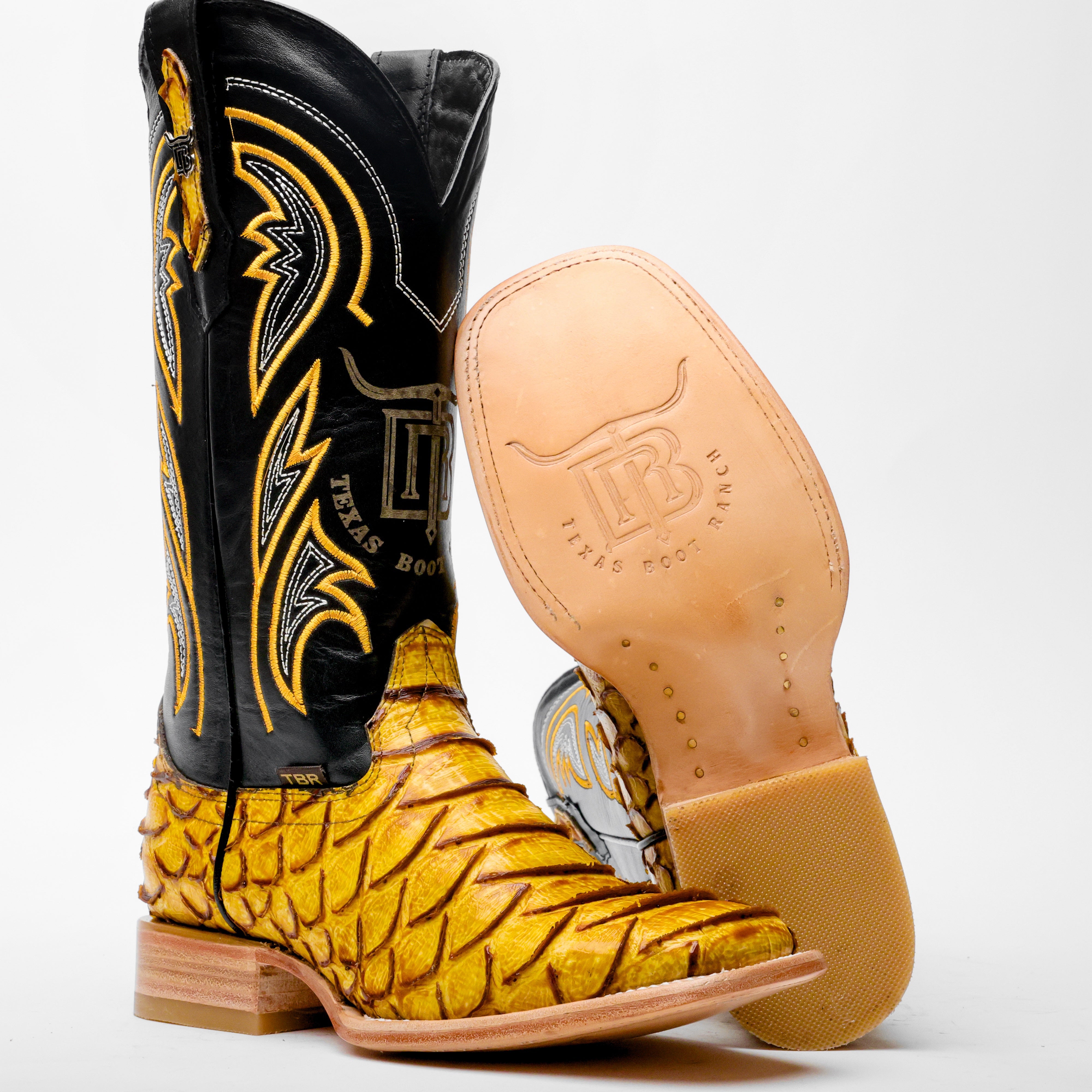 Butter Jumbo Python Leather Boots - Square Toe