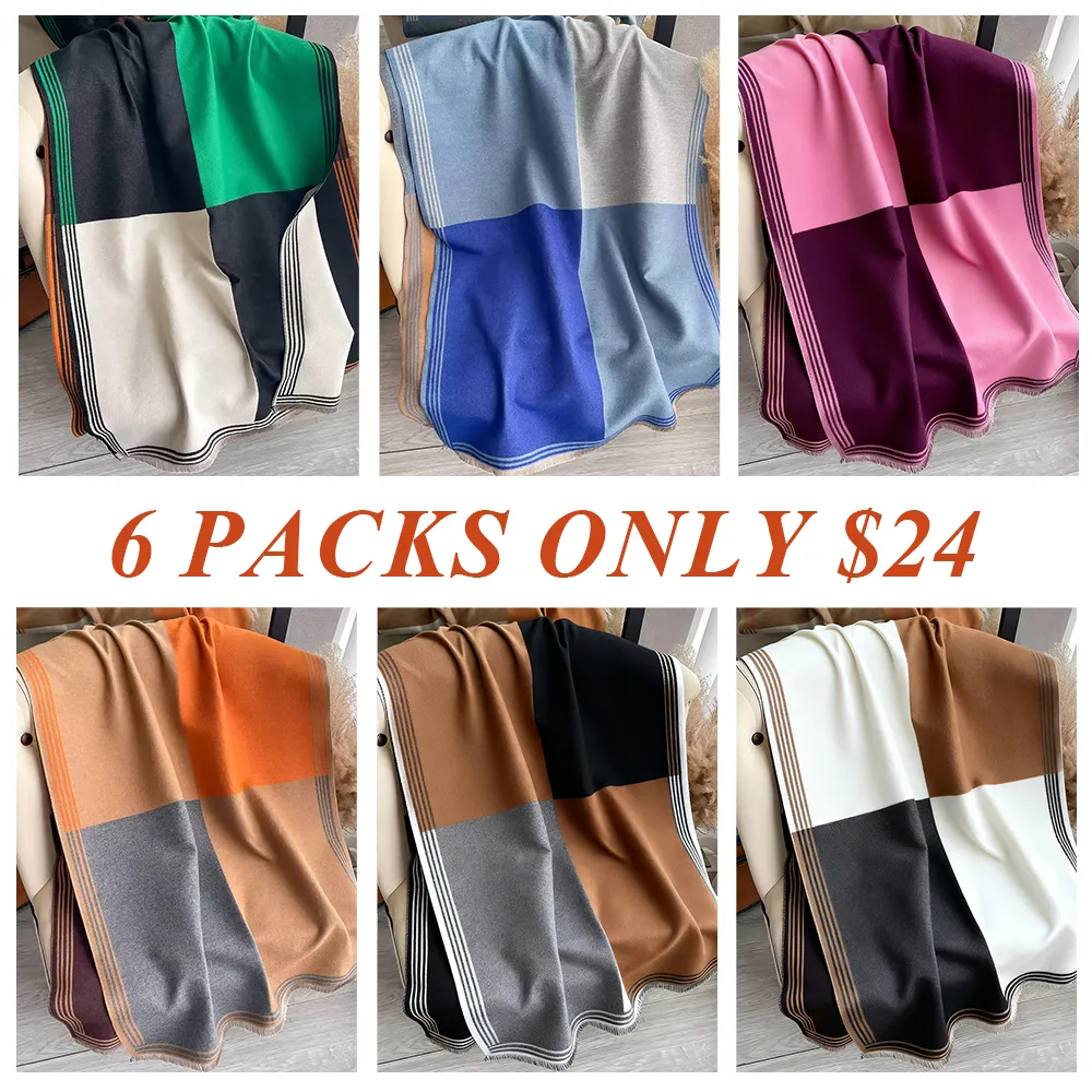 Women's Colorblock Tassel Decor Scarf