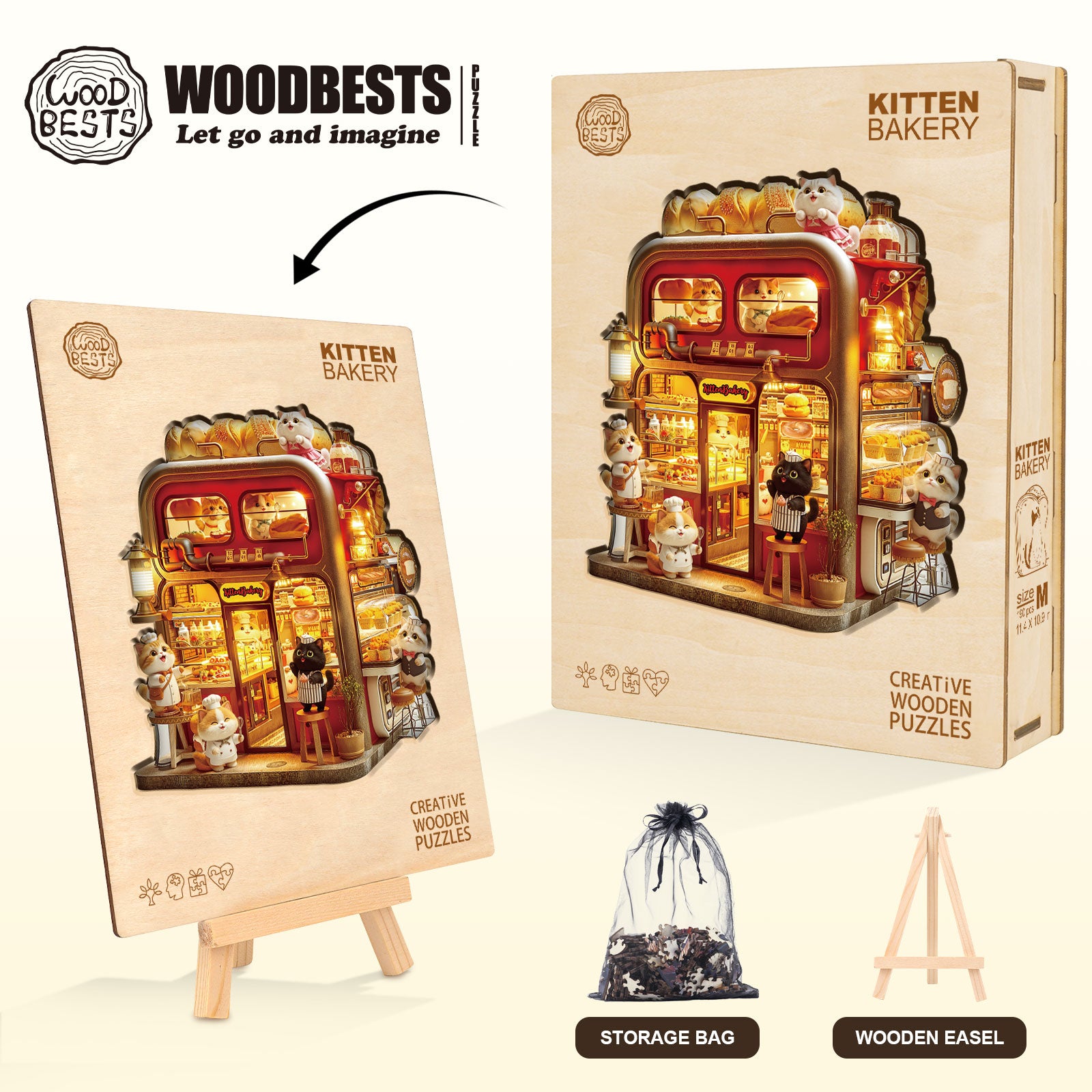 Kitten Bakery Wooden Jigsaw Puzzle