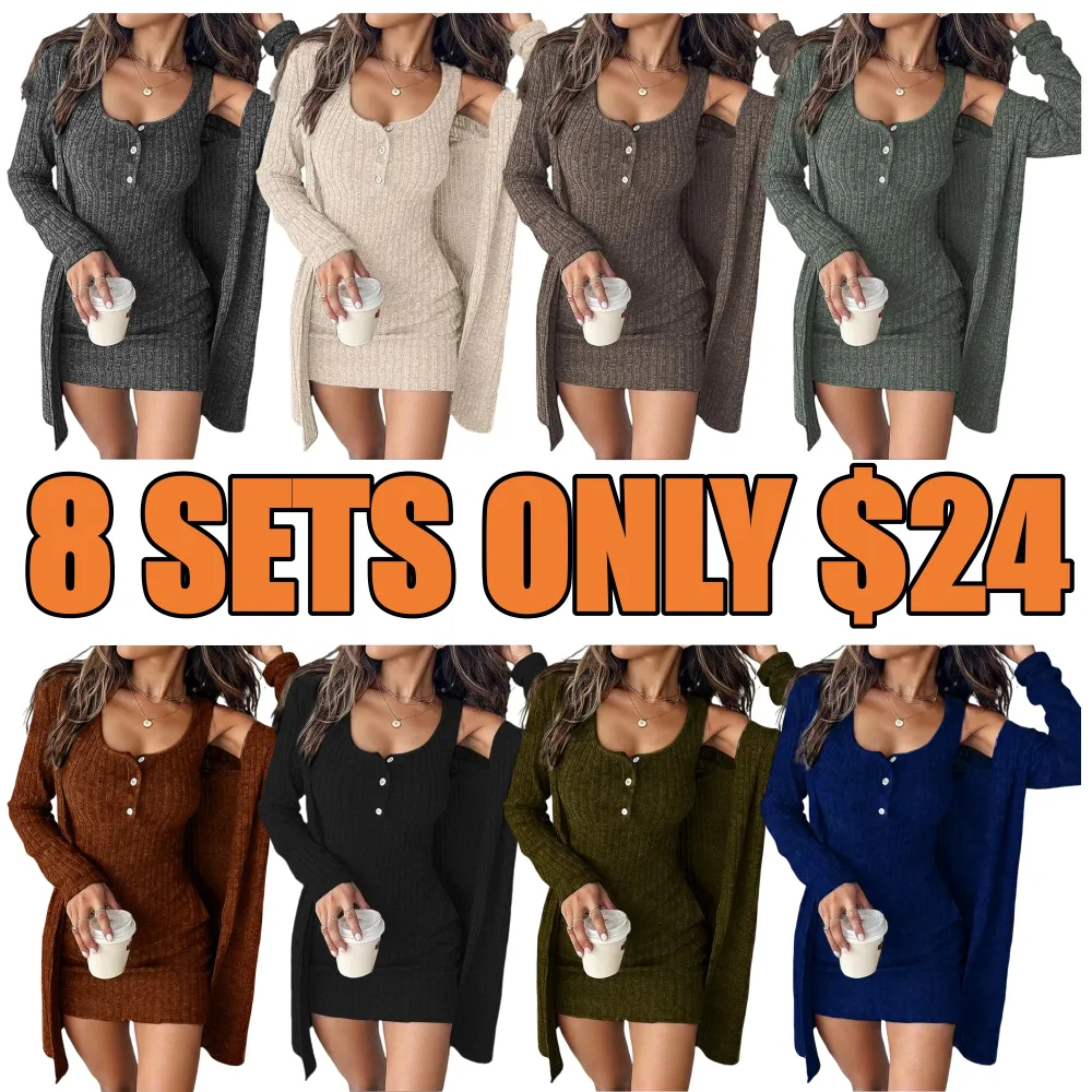 Women's Casual Striped Two-piece Dress Set