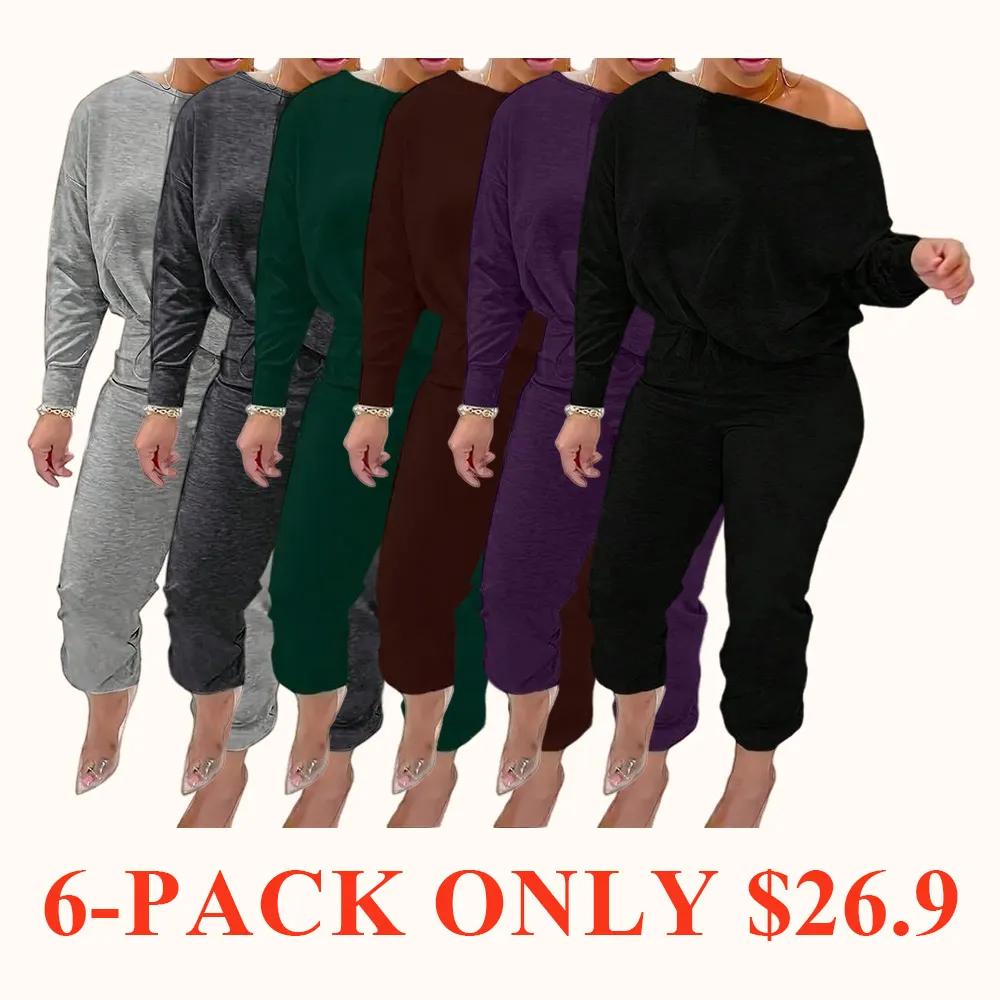 Women's casual one-shoulder two-piece set