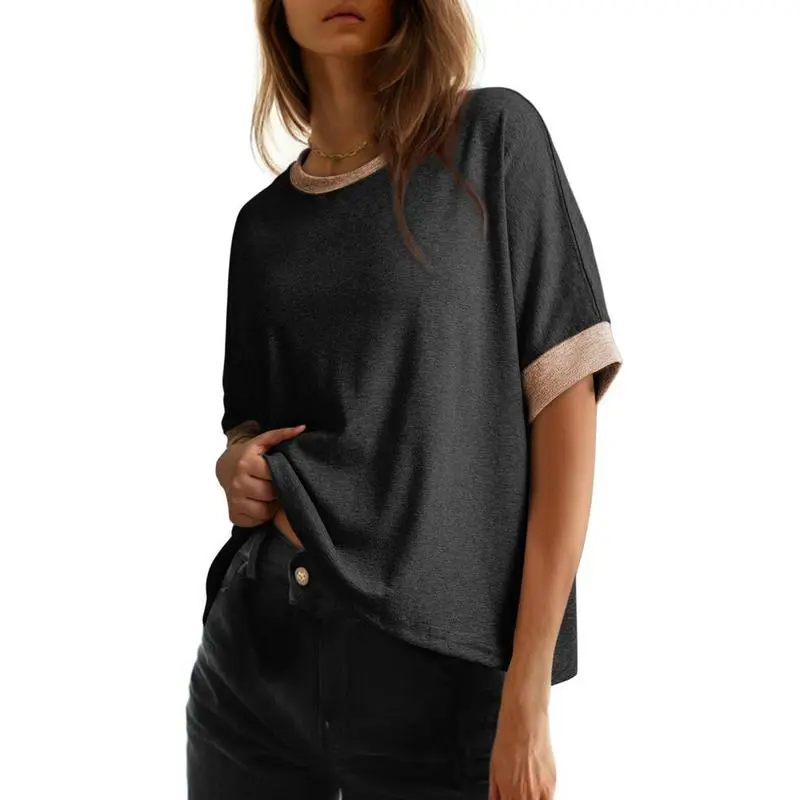Women's Tops for Women 2026 Loose Oversized Basic Tee Comfortable Soft Fabric Flattering Fit - Womenswear