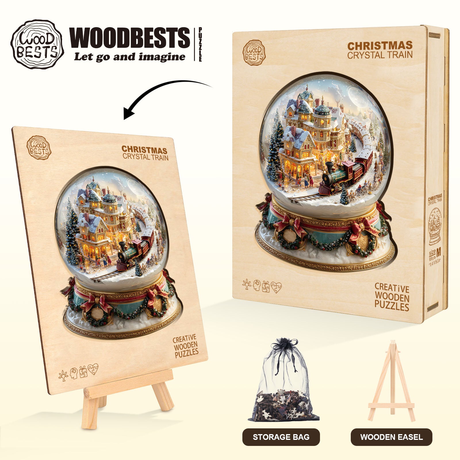 Christmas Crystal Train Wooden Jigsaw Puzzle