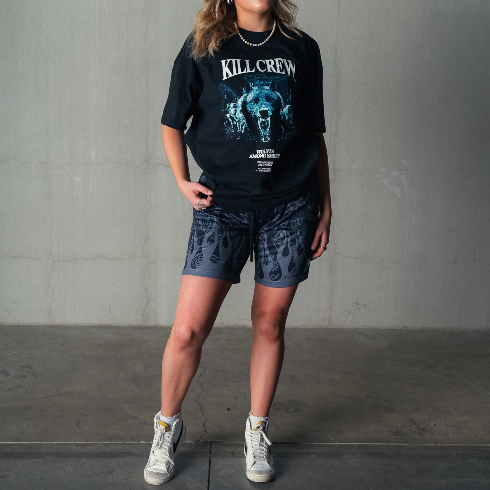 RELAXED CUT SHORTS BANDANA FLAME - BLACKOUT