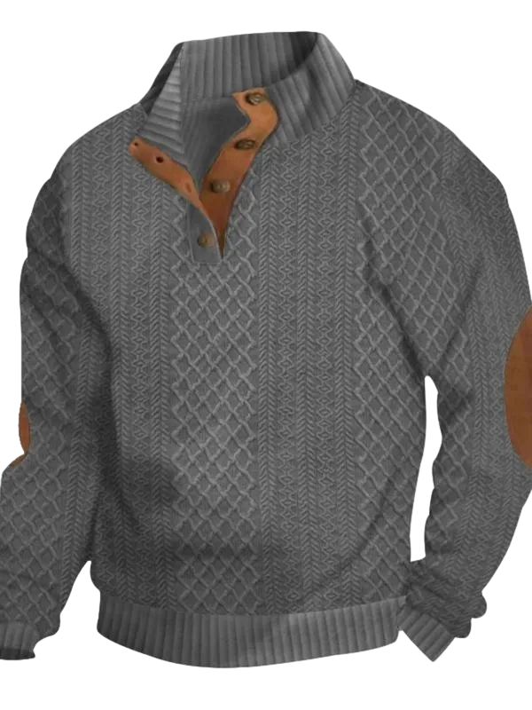 Men's color-blocked jacquard button-down sweatshirt