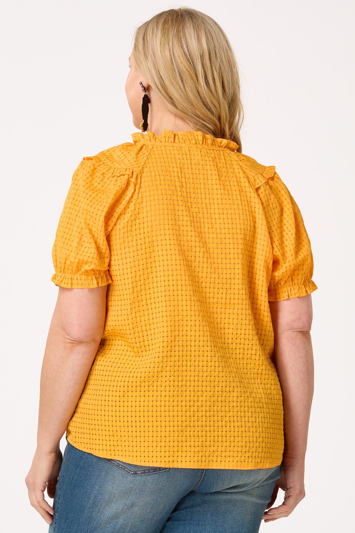 Plus Size Tasseled Gingham Top