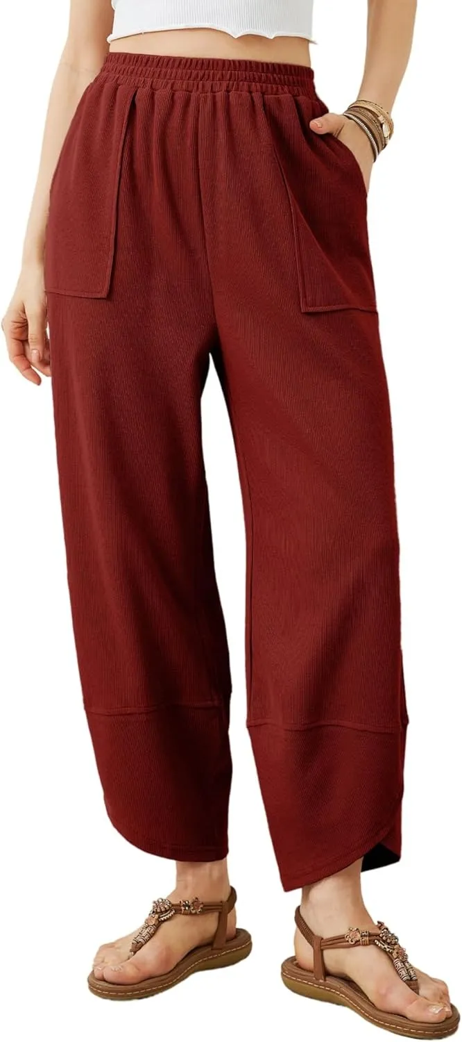 Women's Wide Leg Harem Pants Casual Palazzo Pants with Pockets High Waist Relaxed Fit
