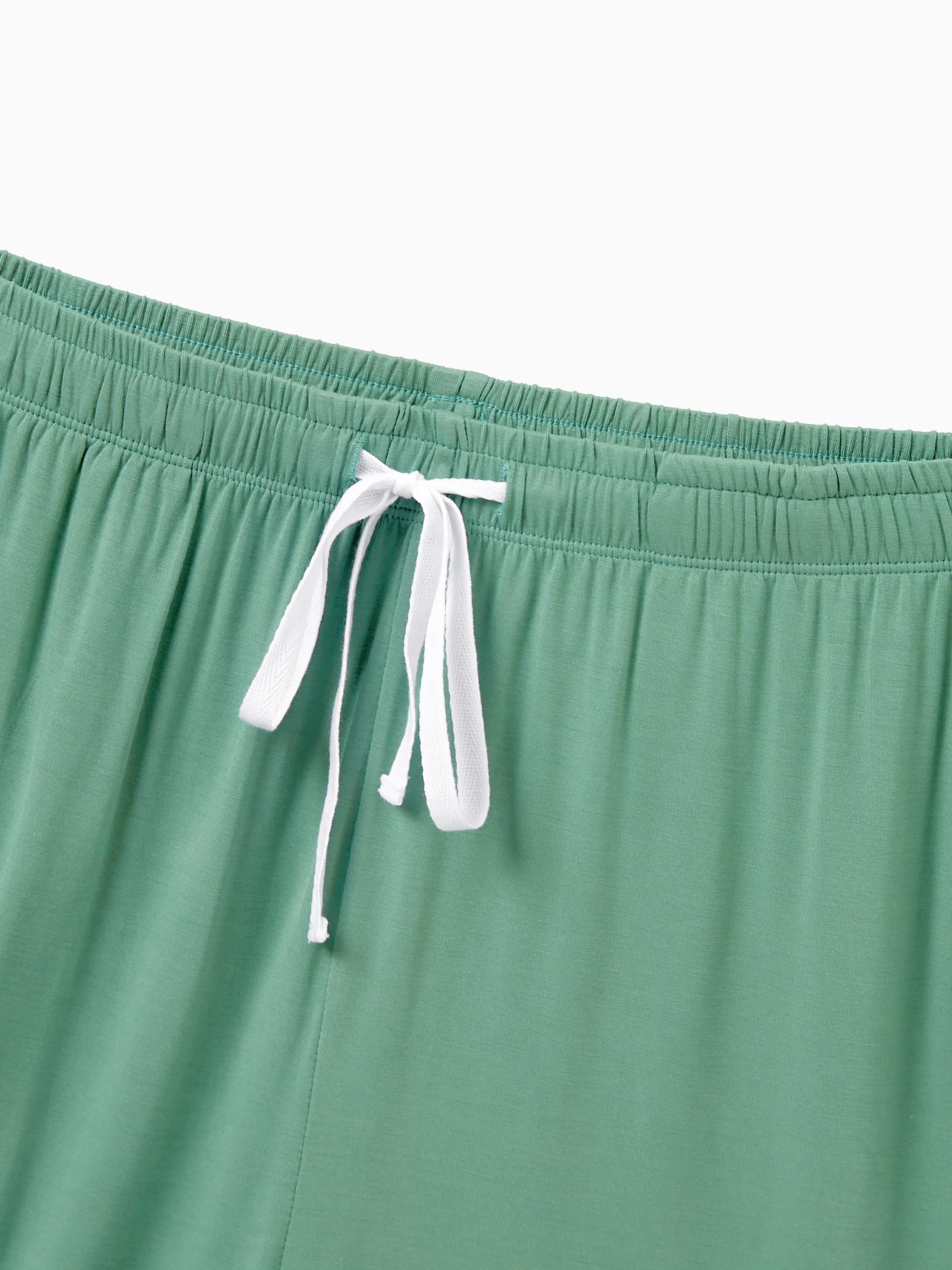 Family Matching Bamboo Pajamas Buttery Soft Bamboo Viscose PJs for Men Women Kids Toddler Baby, Solid Color Short Sleeve Shirt & Shorts Sleepwear Green