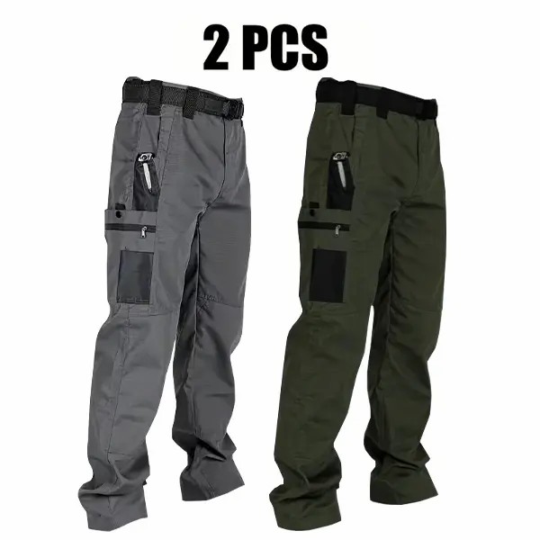 🔥🔥Men's Solid Color Tactical Work Pants with Multiple Pockets and Zipper Closures