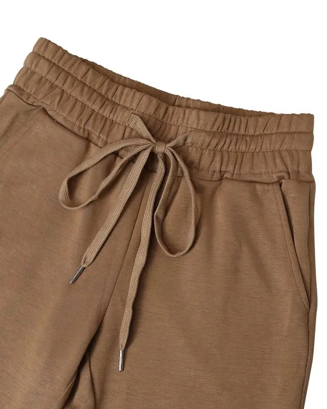 Womens 2 Piece Outfits Lounge Hoodie Shirred Waist Pocket Design Sweatshirt Cuffed Jogger Sweatpants Tracksuit