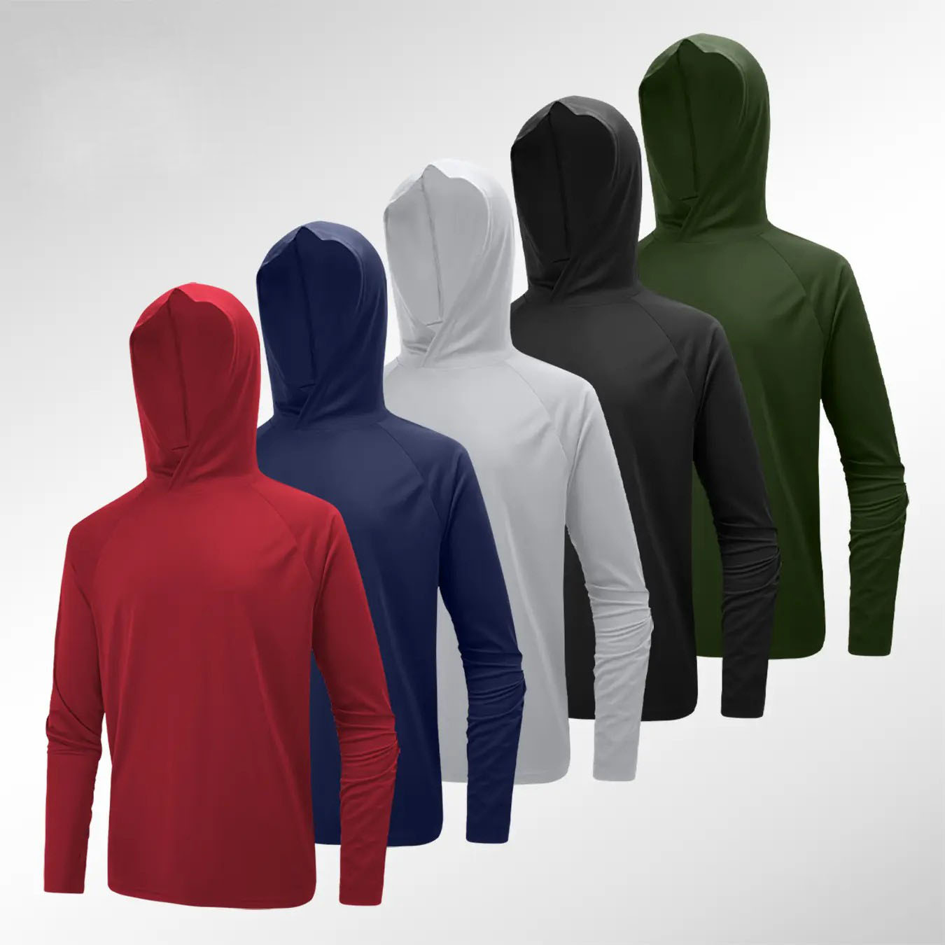 Men's 8-Pack Athletic Hooded Long Sleeve Shirts – Quick Dry Running Activewear Set