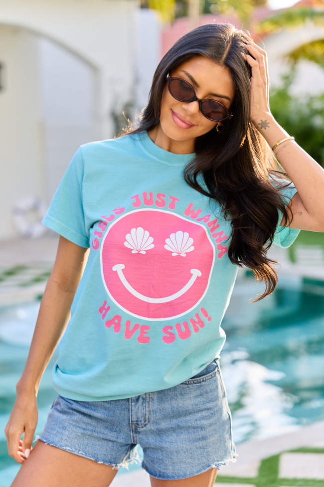 Girls Just Wanna Have Sun Chalky Mint Graphic Tee