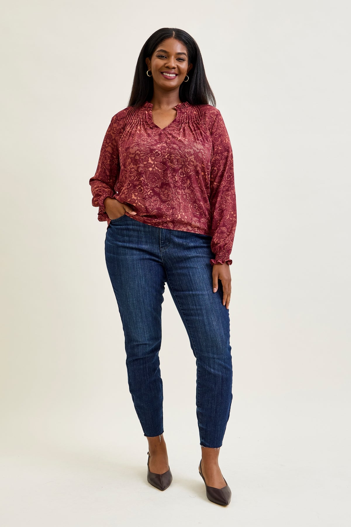 Kinsley Edgy Mid Rise Skinnies with a Raw Twist - PLUS