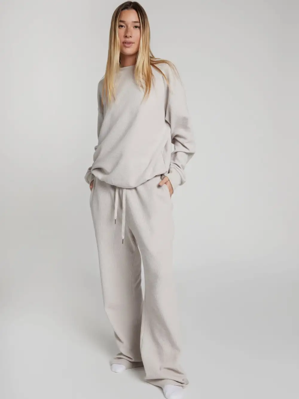 Waffle Lounge Long Sleeve Lounge Set