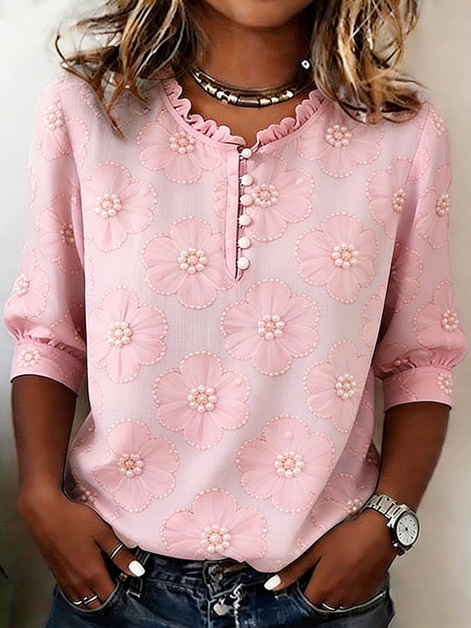 Women's elegant floral print top