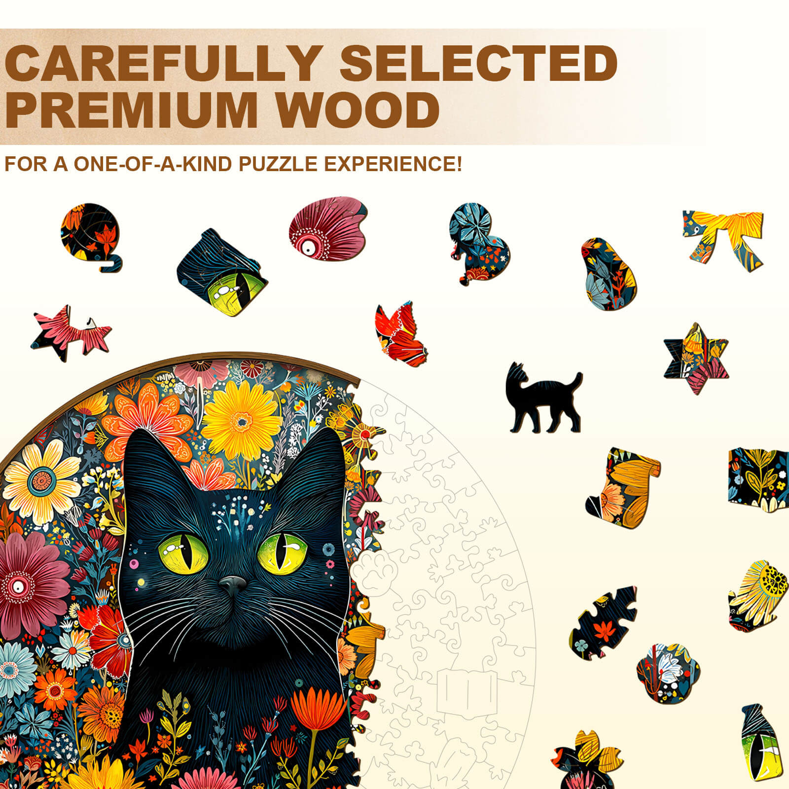 Fantasy Garden Guardian-Cat Wooden Jigsaw Puzzle