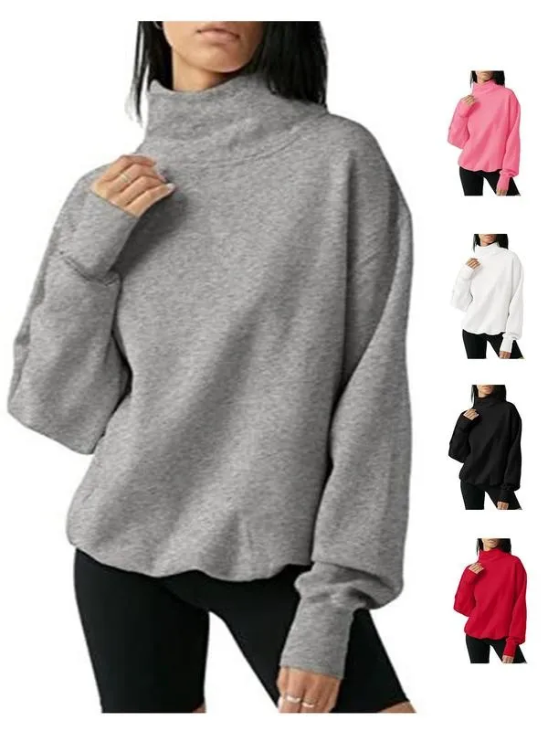 Women's Oversized Turtleneck Sweatshirt Long Sleeve Pullover Casual Tops