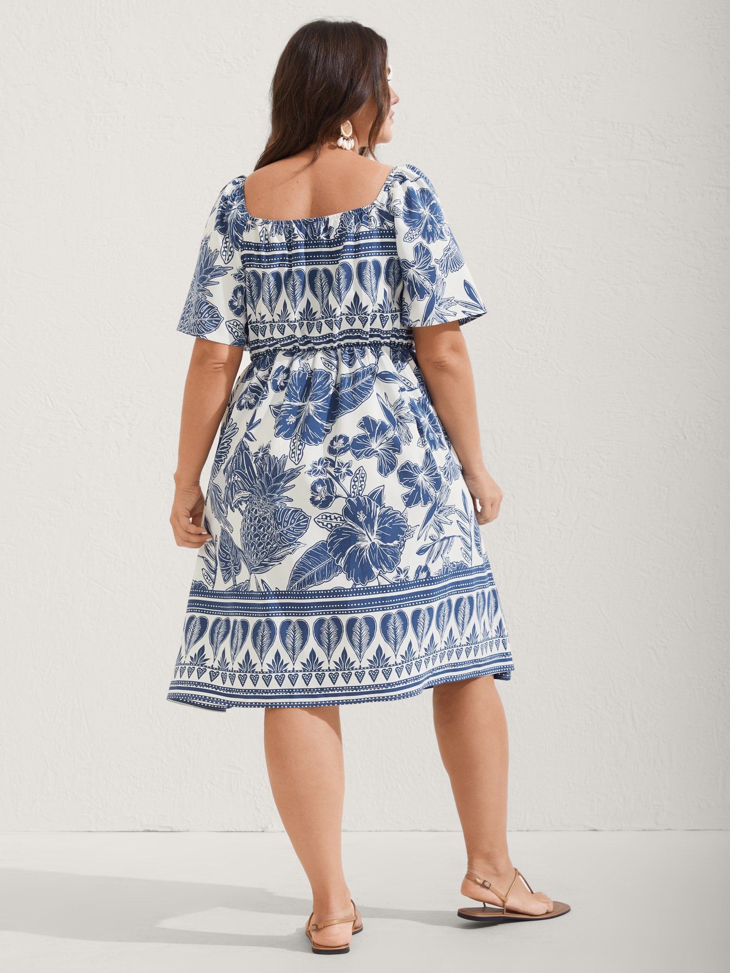 Boho Print Fit Flare Pockets Mini Dress
