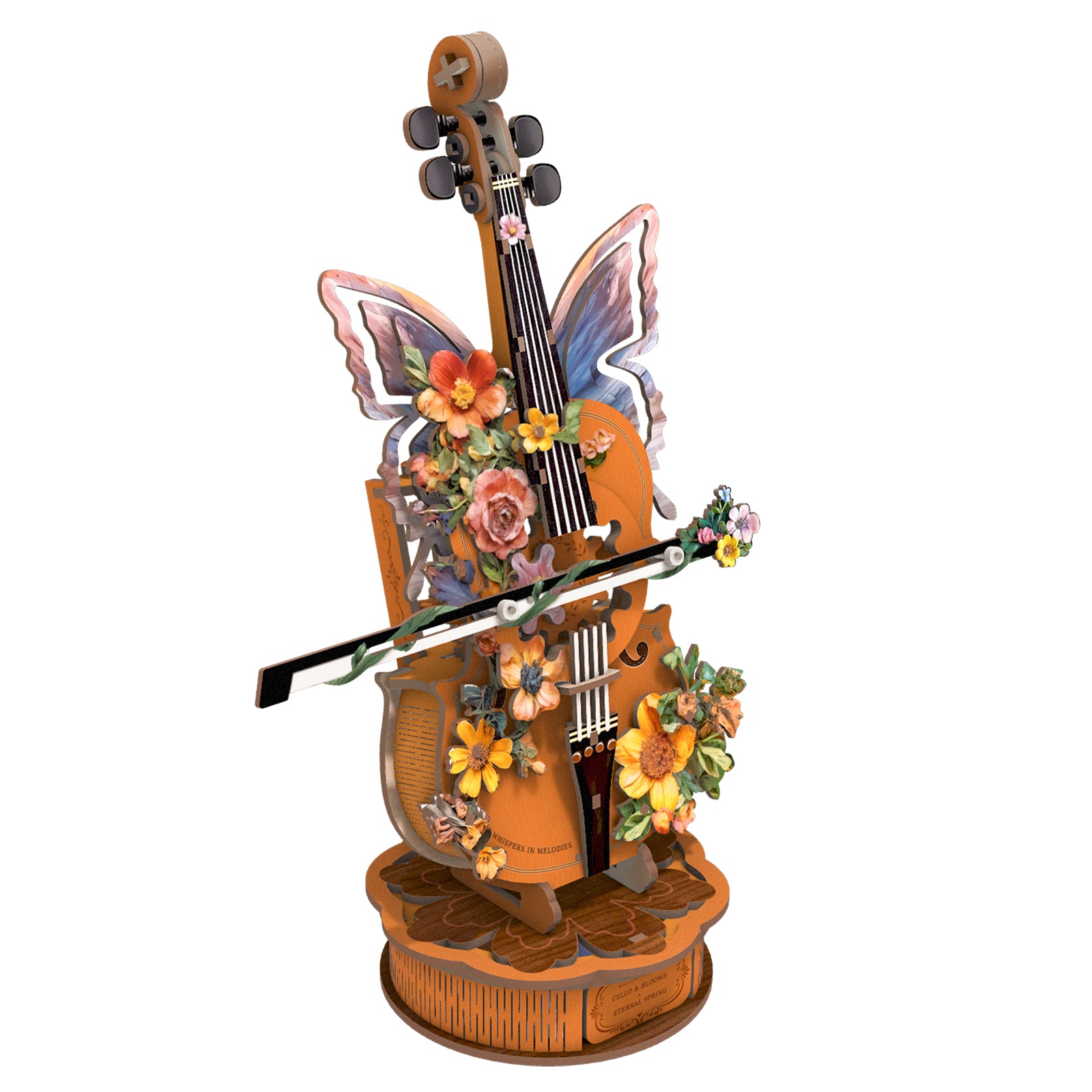 Flower Cello– DIY Wooden Music Box, 3D Puzzle Craft Kit
