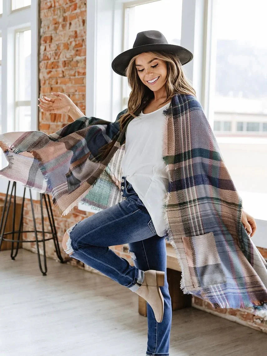 Plaid Pocket Ruana Wrap