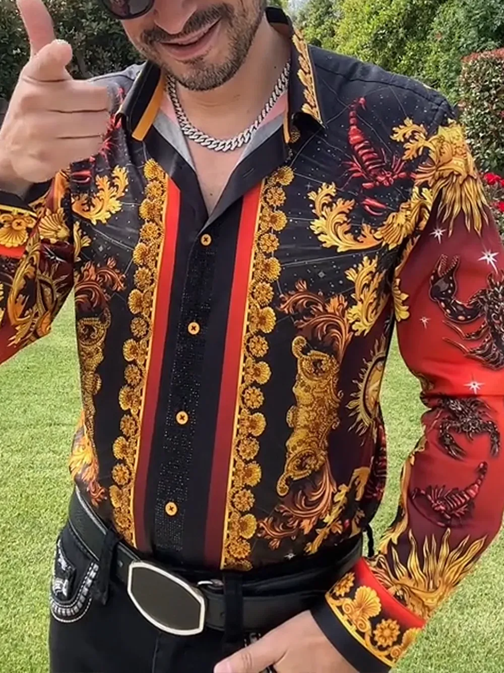 Men'S Western Style Casual Pattern Shirt