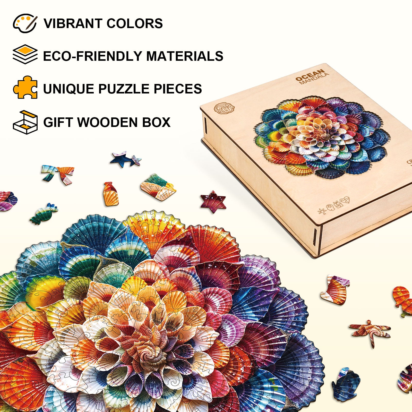 Ocean Mandala Wooden Jigsaw Puzzle