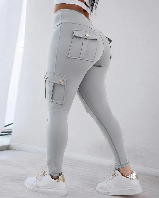 Womens Butt Lifting Leggings with Flap Pockets High