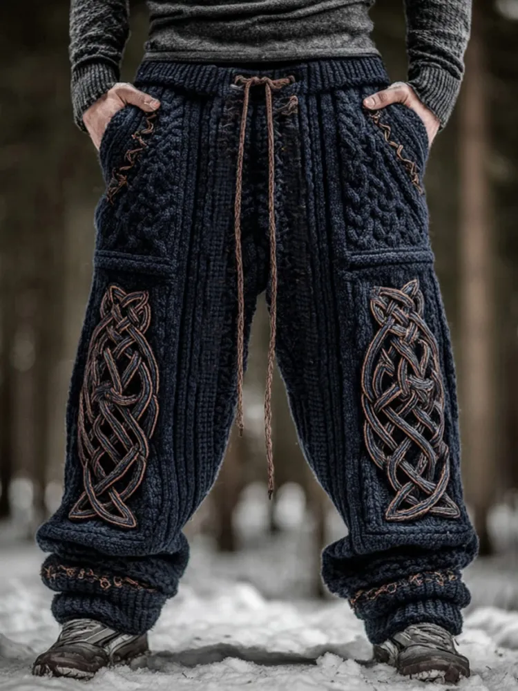 Men's Viking Tribal Celtic Knot Pattern Art Knit Pants