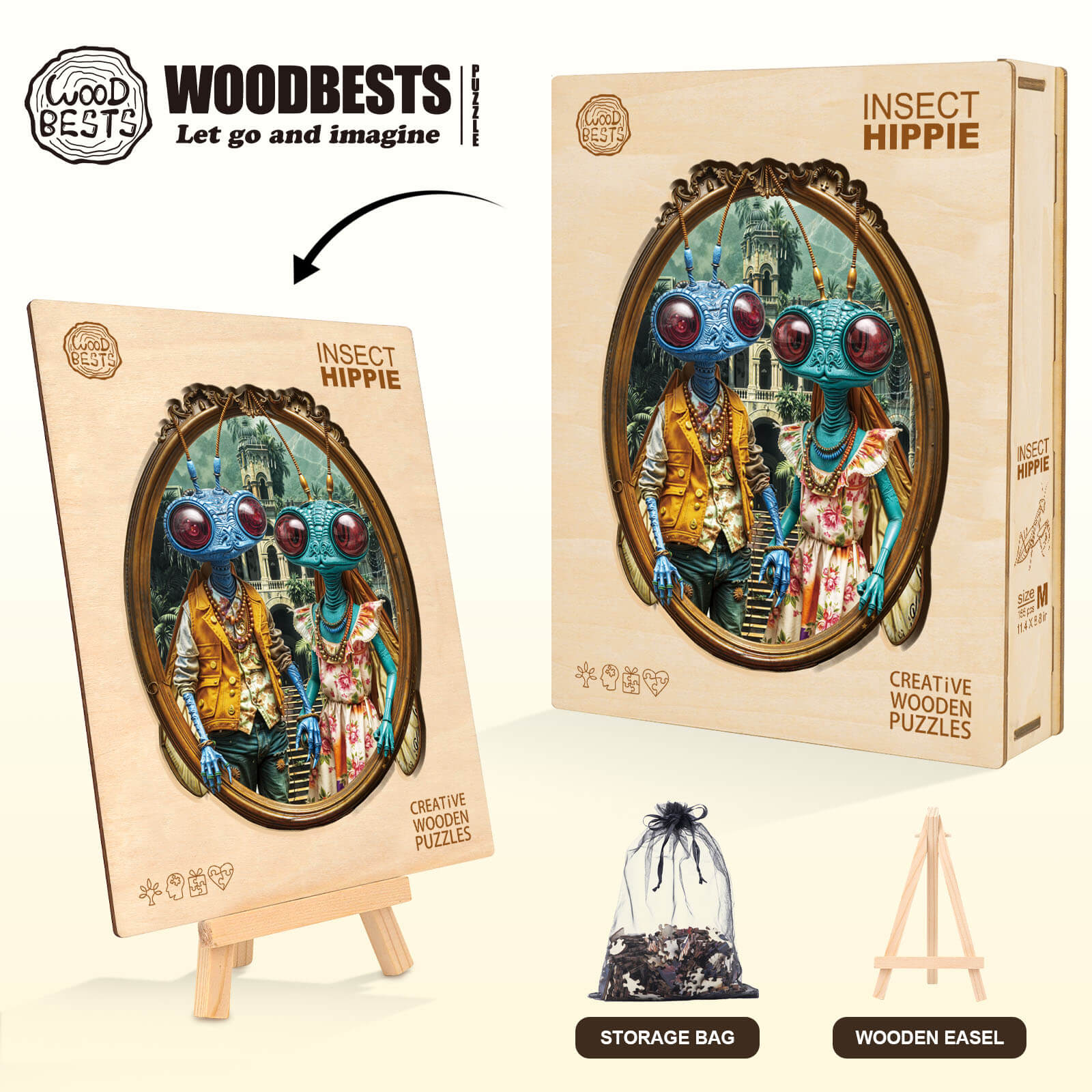 Insect Hippie Wooden Jigsaw Puzzle