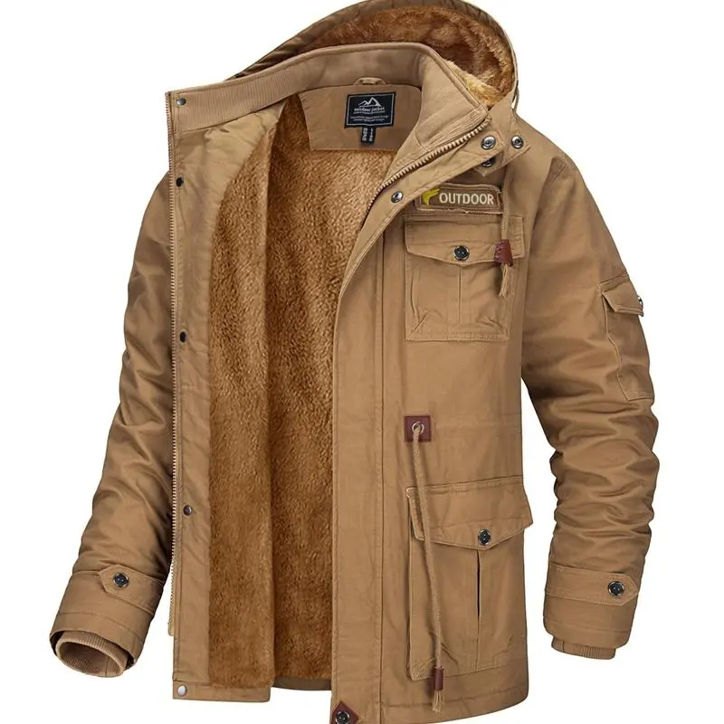 6 PACK Men's Winter Coat Jacket Fleece Lined Parka Cotton Cargo Jacket Menswear Tops Long Sleeve Warm Thermal Hoodie