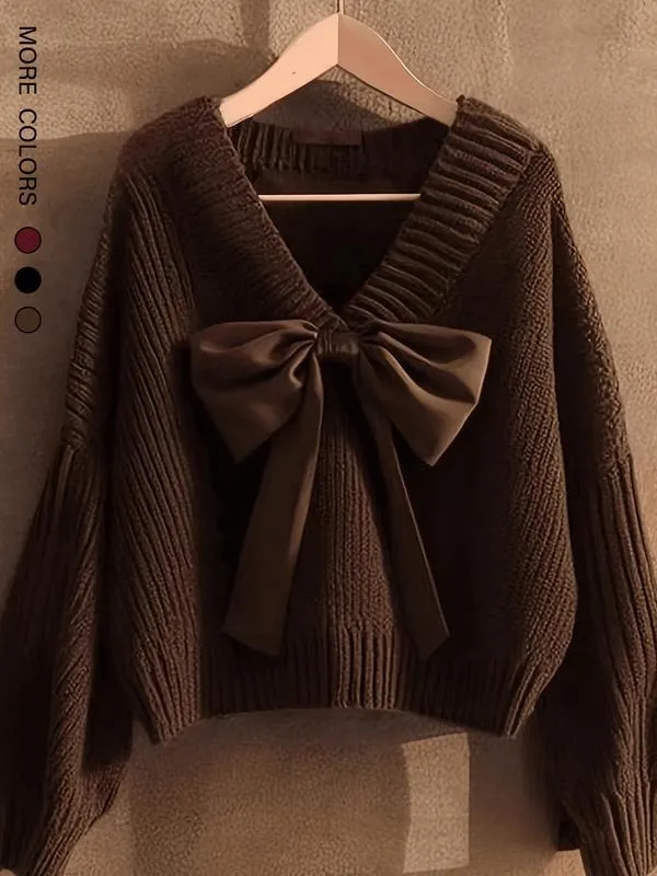 Women's Casual Bow Knit Sweater