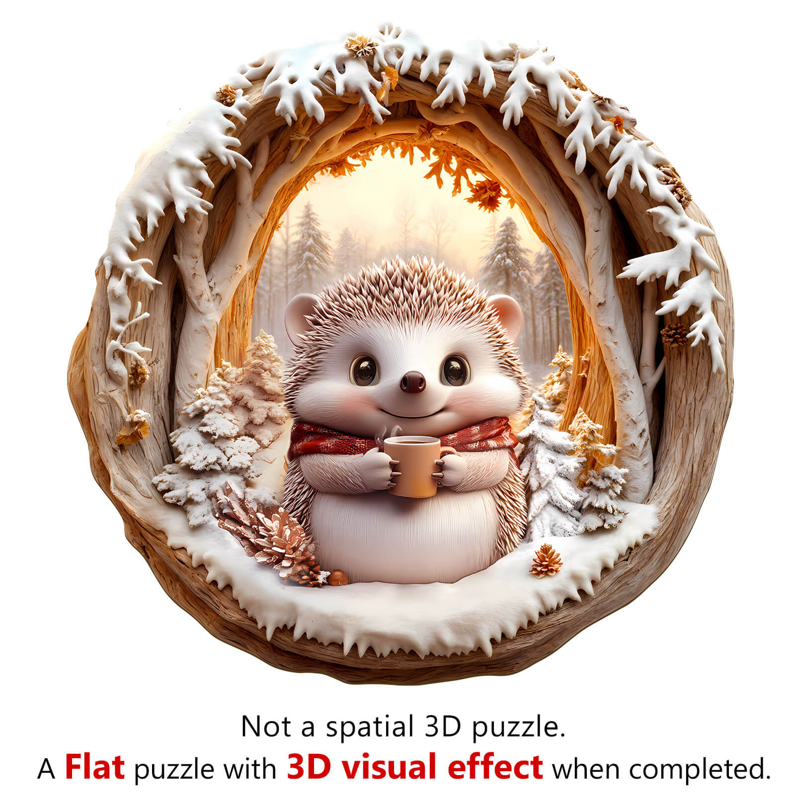 3D Cave Hedgehog Wooden Jigsaw Puzzle