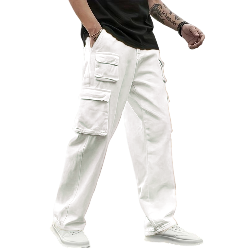 Men's Multi-Pocket Cargo Joggers, Solid Color Lightweight Casual Pants