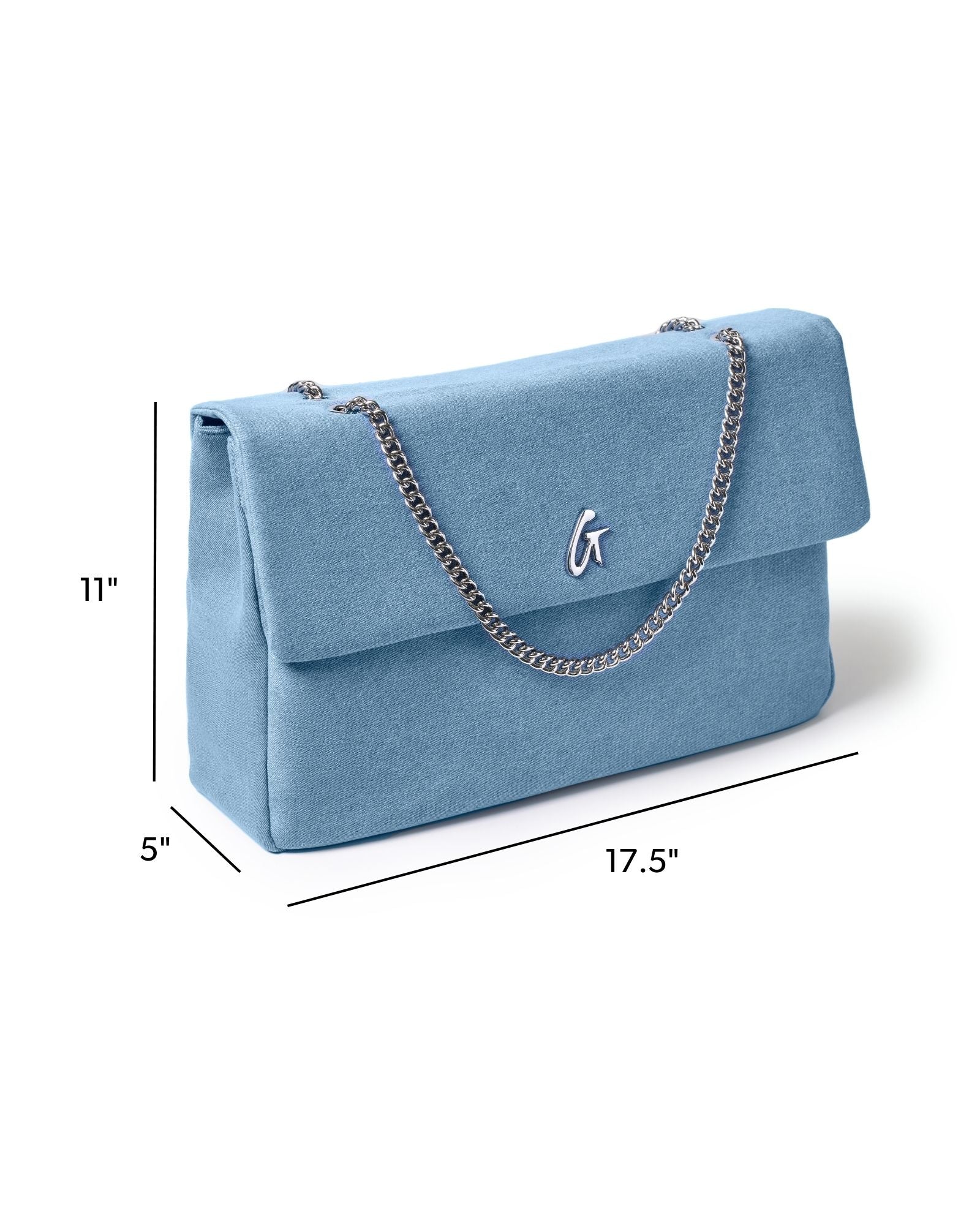 XL DENIM SILVER FLAP BAG