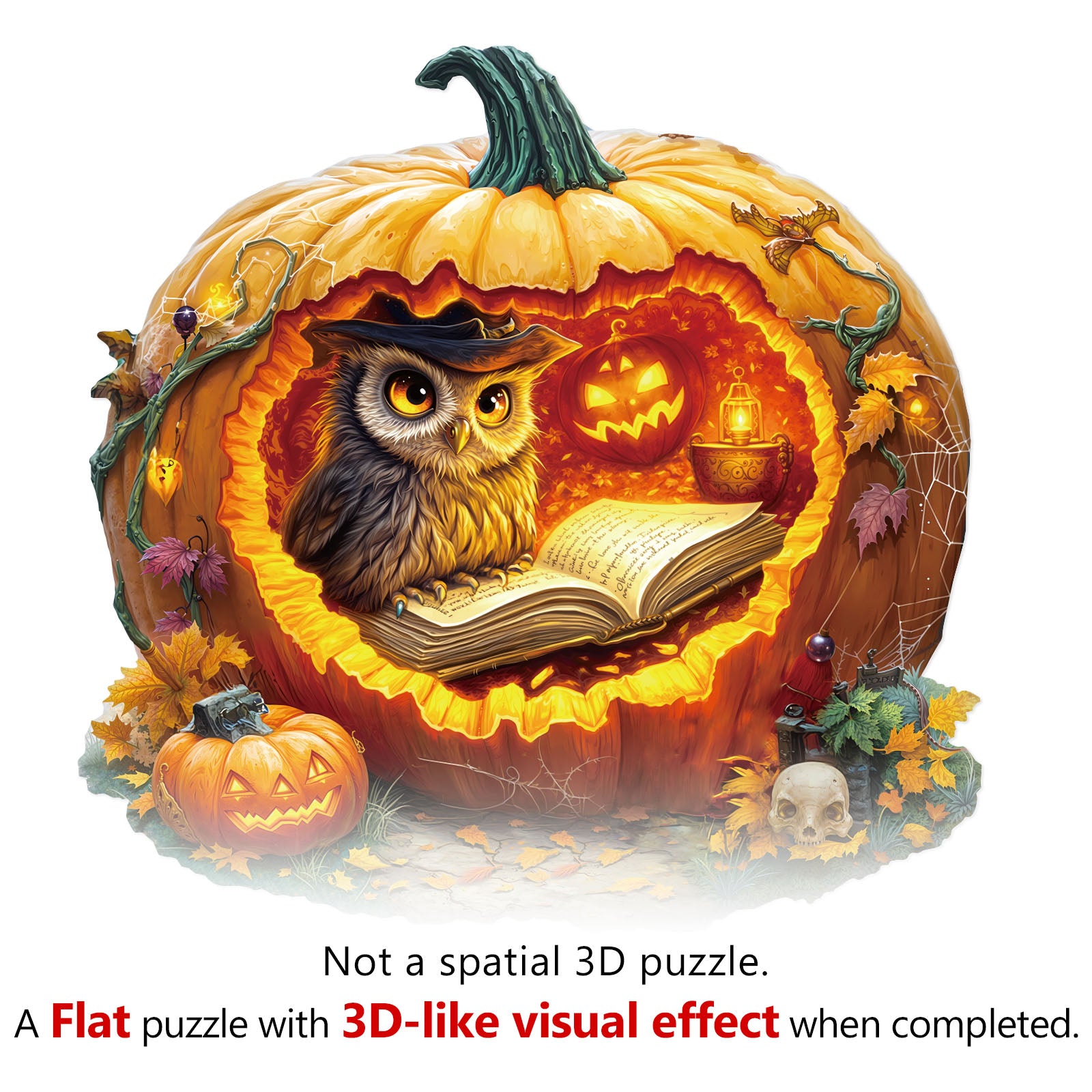 Halloween Pumpkin Owl Wooden Jigsaw Puzzle