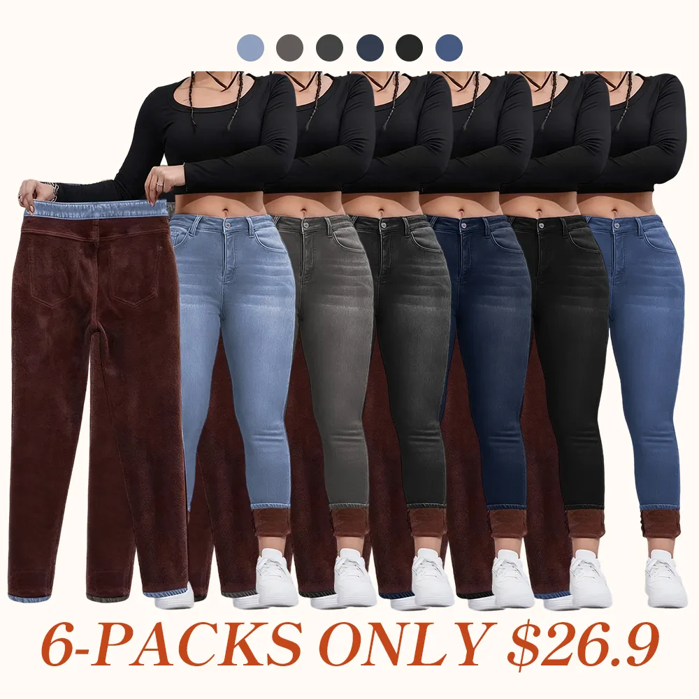 Women's Fall Winter Fleece Lined Denim Jeans