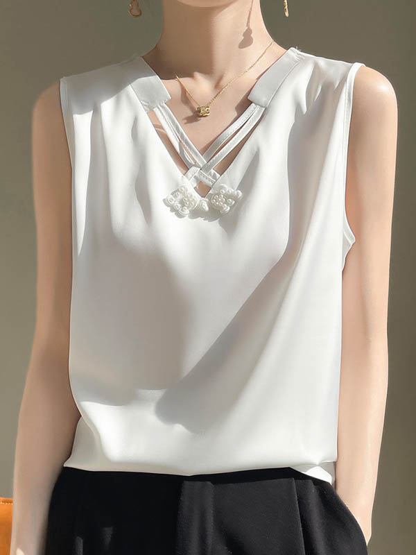 Solid Color Loose Plus Size V-neck Vest Top