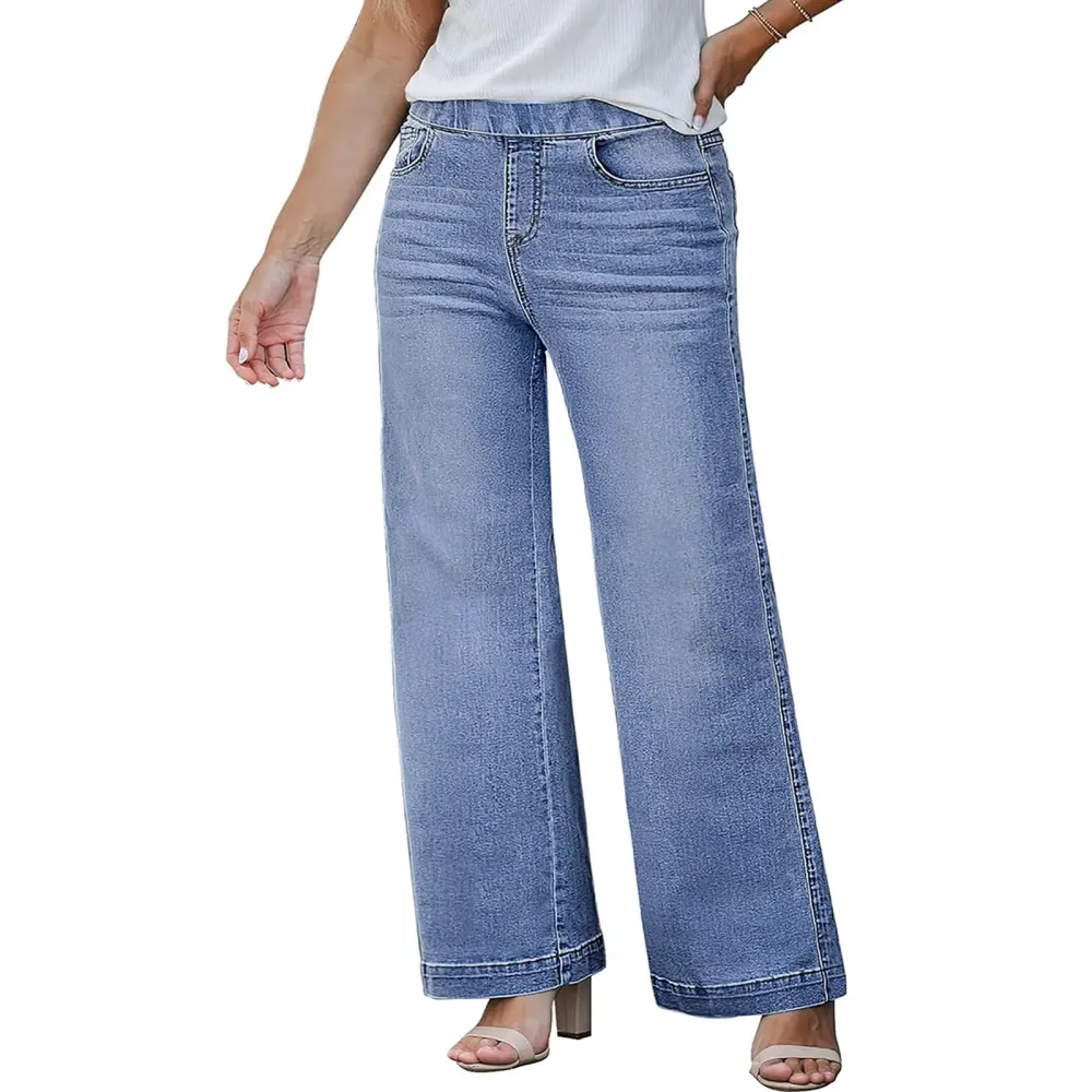 Plus Size Straight-Leg High-Waisted Stretch Jeans for Women