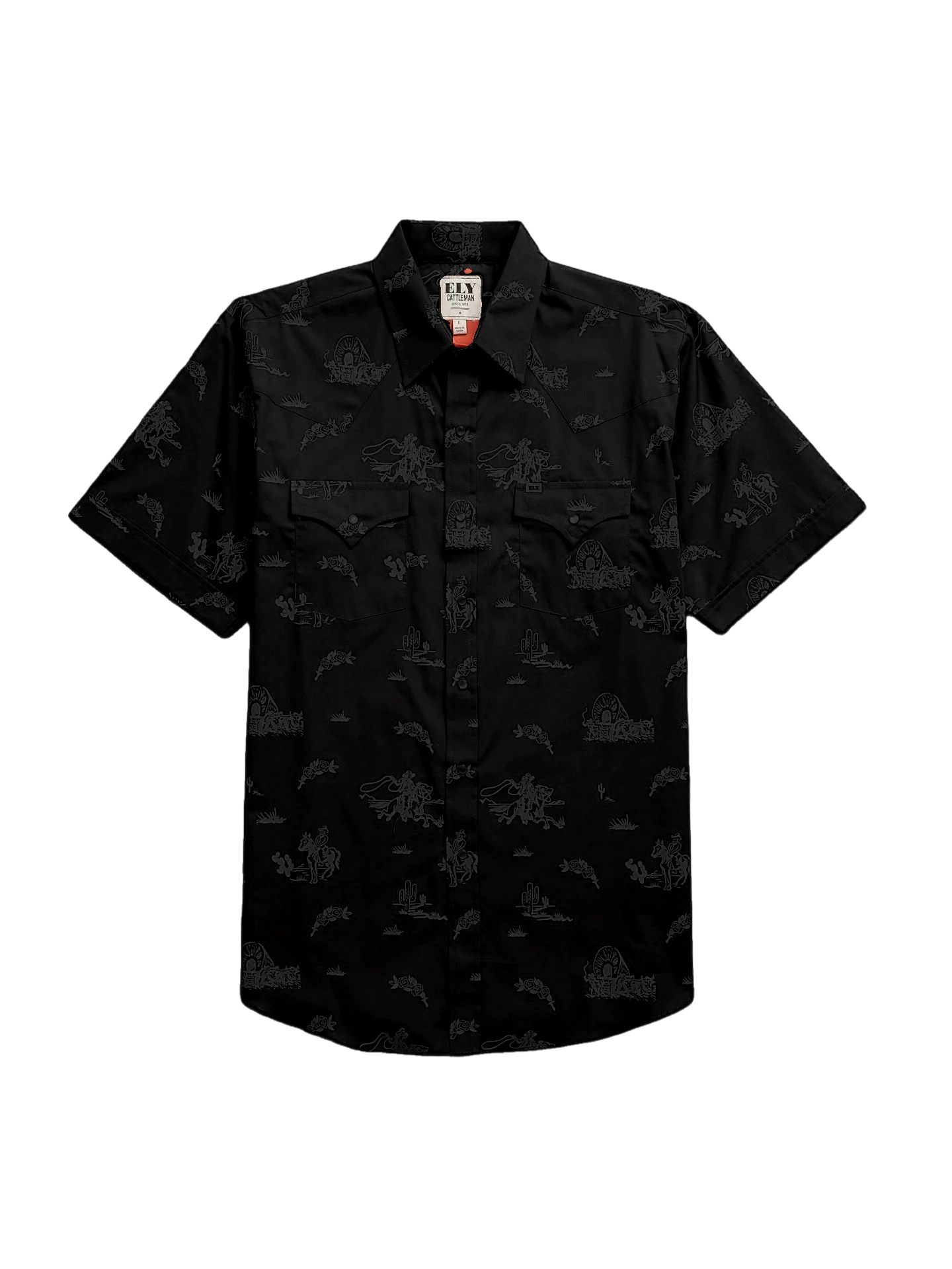Men’s Cowboy Print Western Snap Shirt