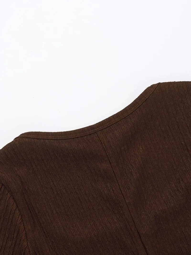 Women's Plain Lace Up Tie Back Flounce Sleeve Dress