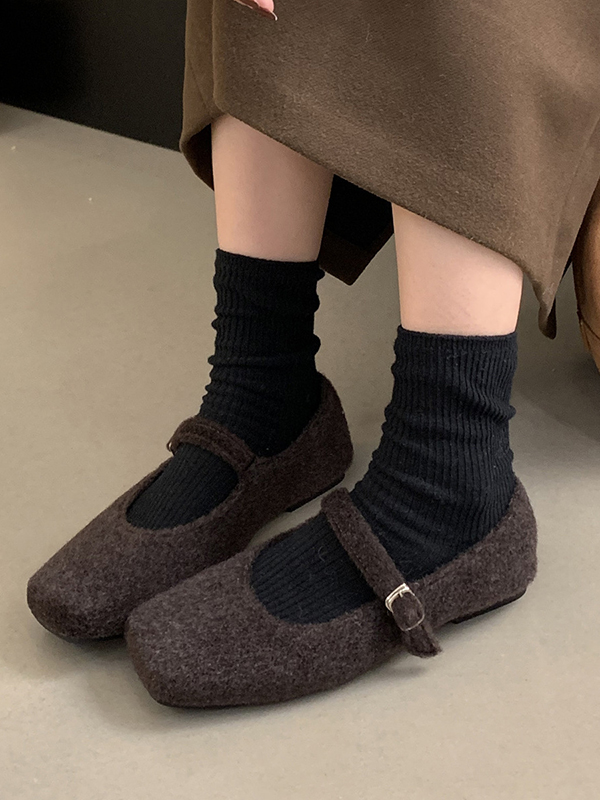 Hollow Shallow Cut Split-Joint Square-Toe Mary Janes Flat Shoes