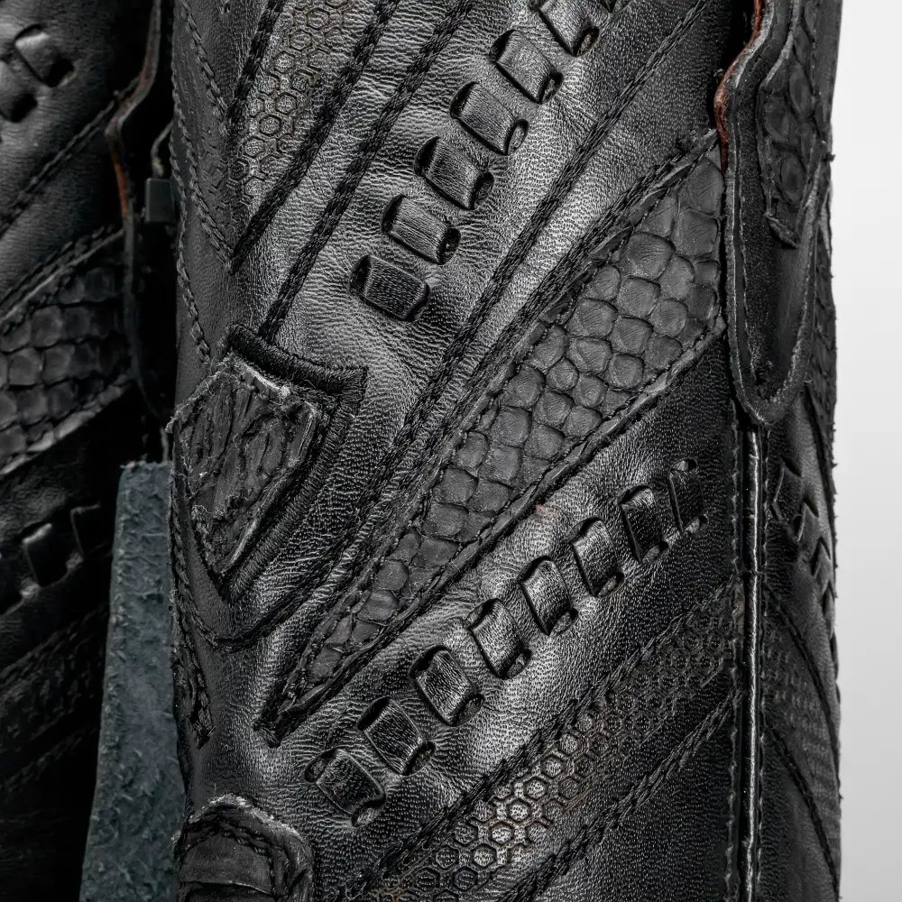 GENUINE Matte Black Python Boots - Square Toe